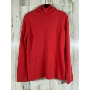 Peck & Peck Womens Cashmere Sweater Size Medium Dark Coral Pink Mock Neck